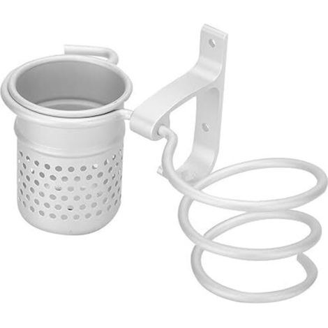 CSPARCV (Silber) 2-in-1 Wandhalterung für Haartrockner, Haartrocknerständer aus Aluminium mit Organizer für Haaraccessoires und Badezimmerhaken (1/4)