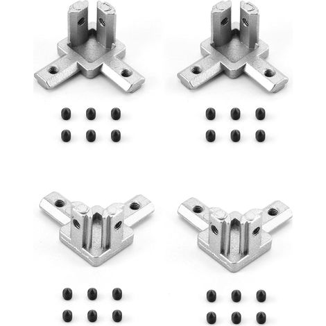 Connecteur de Support de Coin de Bout 3 Voies Série 2020 , pour rainure en T Aluminium Extrusion Profil 2020 , Lot de 4 (1/5)