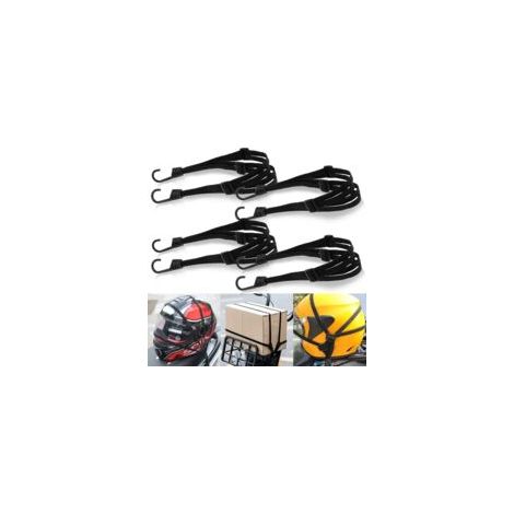 Elastische Bungee-Seile mit Haken, 4-teiliges Set verstellbarer Gepäckgurt-Erweiterungen, elastisches Band mit 8 verschiebbaren Schnallen für Kopfhörer und Gepäck, Schwarz
