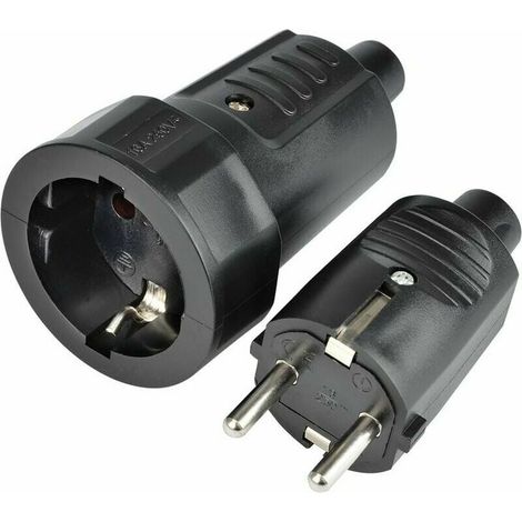 2er-Set Steckdosenstecker 250V Unzerbrechlich und Stabil Doppelsteckdose Set aus Stecker und Buchse (1 Stk.) (1/4)