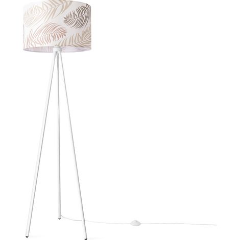 Paco Home Wohnzimmer Stehleuchte Kinderzimmer Lampenschirm Zimmer Deko Schlafzimmer Palme Grün (Ø45.5cm), Stehleuchte - Weiß