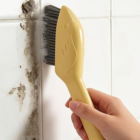 Brosse de nettoyage multifonction Motif cygne avec tête de spatule intégrée pour taches tenaces Jaune Pour cuisine, salle de bain et coins de meubles (1/5)