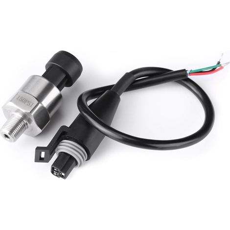 1/8" NPT Stainless Steel Pressure Transducer with Cable, Pressure Transducer Transmitter Sensor for Water, Air, Gas, Fuel, Petroleum, Oil, DC 5V (150 psi) (1/5)