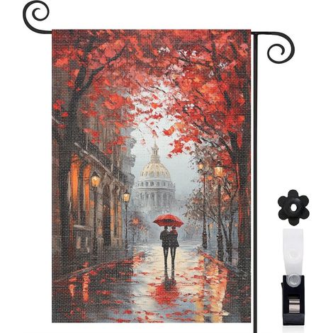 Drapeau de jardin vertical décoration pour maison de campagne toile résistante double face 30 x 45 cm pour jardin maison (1/5)