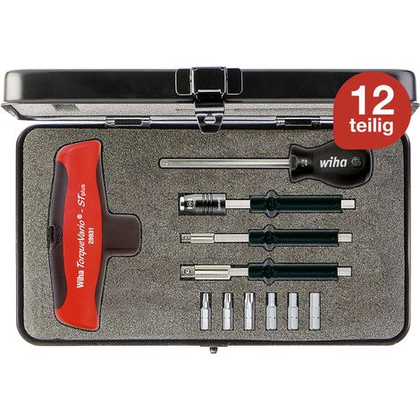 Wiha Drehmoment-Schraubendreher mit Quergriff Set TorqueVario-S , 12-teilig I mit Box I 5-14 Nm I T-Griff I Innensechskant, TORX (29234) (1/5)