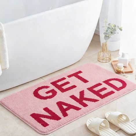Tapis de bain coloré antidérapant 40 x 60 cm lavable Tapis de bain amusant pour douche, WC, absorbant (rose) (1/5)