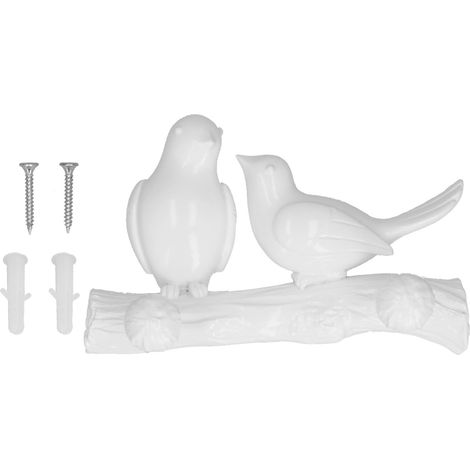 Crochet mural résine oiseau, porte-clés, patère, porte-manteau, porte-serviette et sac pour salon cuisine maison - Blanc (1/5)