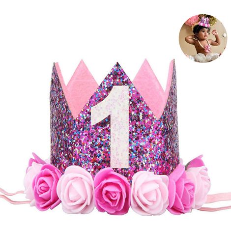 Couronne d'Anniversaire En Tissu Non Tissé - Pour Fille - Avec Chiffre Personnalisable - Accessoire Capillaire pour Fête - 1 Pièce (1/5)