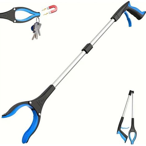 Pince à déchets KY-Tech 81 cm pour adultes, pliable et aimantée, idéale pour les personnes handicapées (bleue). (1/5)
