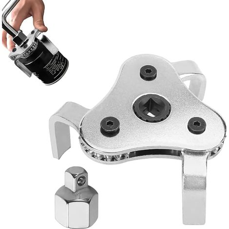 3-Backen-Ölfilterschlüssel, verstellbarer 3-Arm-Ölfilterschlüssel für Durchmesser von 55-108 mm, universelles Ölfilter-Entfernungswerkzeug für Motoren (1/5)