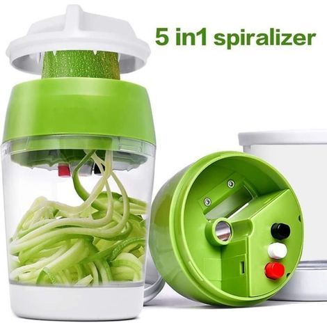 5-in-1 Spiral-Gemüseschneider, Gemüsespiralschneider, Spaghetti-Schneider für Karotten und Gurken, Küchenmandoline (1/4)