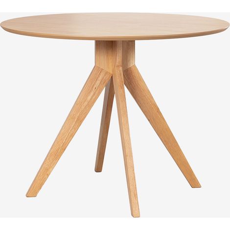 Sklum – Table de salle à manger ronde Ø100 cm en MDF et bois de caoutchouc – 4 places – Design nordique minimaliste – Idéale pour espaces ouverts (1/5)