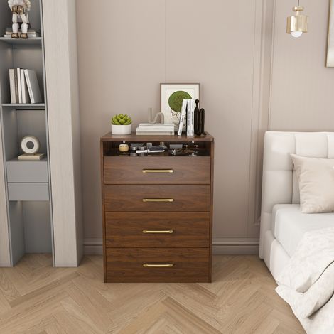 Kompakter 3-in-1 Schminktisch 60×118×40 cm - Klappspiegel, Hocker, Stauraum, transparente Glasplatte, 3 Schubladen, Holz (1/5)