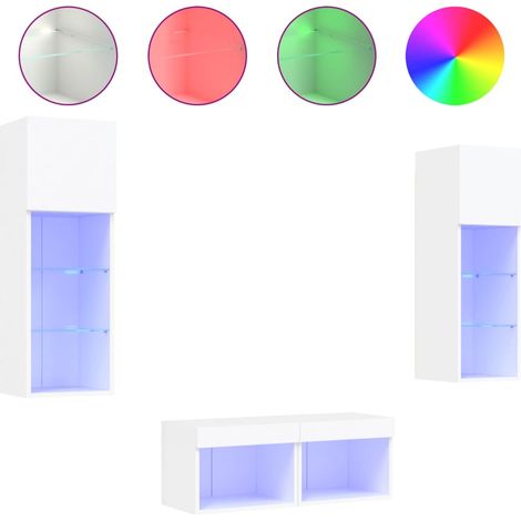 Maison Exclusive - 4-tlg. TV-Wohnwand mit LED-Leuchten Weiß
