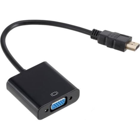 NOIR Adaptateur de câble HDMI vers VGA HD 1080P, convertisseur mâle vers femelle, avec puce vidéo HD intégrée (1/4)