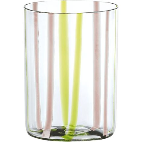 Bicchiere Tirache Zafferano in vetro borosilicato bicolore Verde-ametista box 6 pezzi