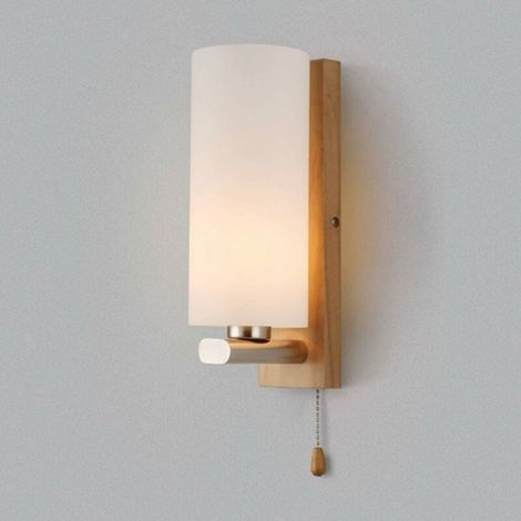 Bûches de bois japonais massif LED lampe de chevet chambre salon nordique couloir couloir balcon lampe de mur créatif incroyable abat-jour en verre applique murale avec interrupteur à tirette E27 (1/5)