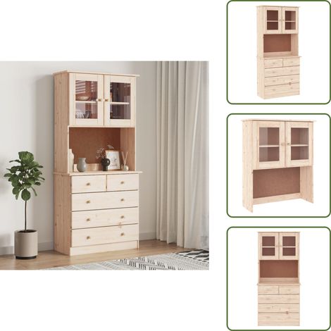 Buffet ALTA 77x35x165 cm bois massif de pin - Buffet En Bois - Meuble De Rangement - Armoire - Bibliothèque - Décoration Intérieure