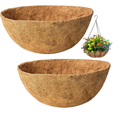 Lot de 2 doublures rondes pour jardinières suspendues 35, 5 cm 14 pouces, l'intérieur et l'extérieur (1/5)