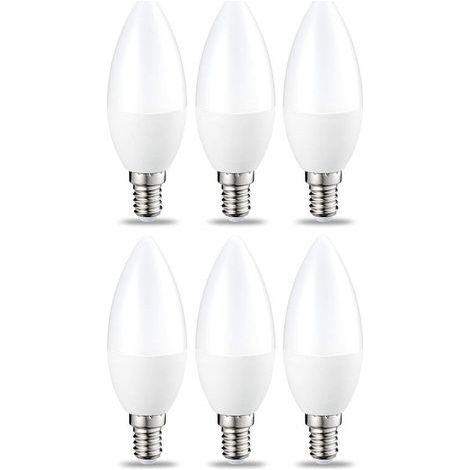 Lot de 6 petites ampoules LED en forme de flamme Culot Edison à vis E14 4.9 W (équivalent 40 W) Blanc chaud Intensité non variable [Classe énergétique F] (1/5)