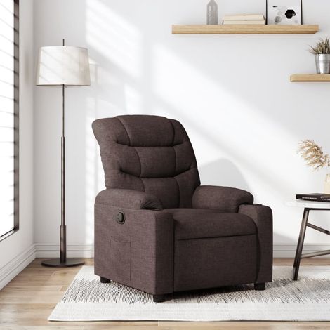 Sillón reclinable de tela marrón oscuro vidaXL (1/5)