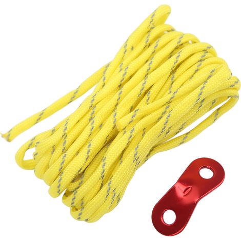 Corde de camping réfléchissante et résistante au vent, 4 mm, jaune, pour tente ou auvent. (1/5)