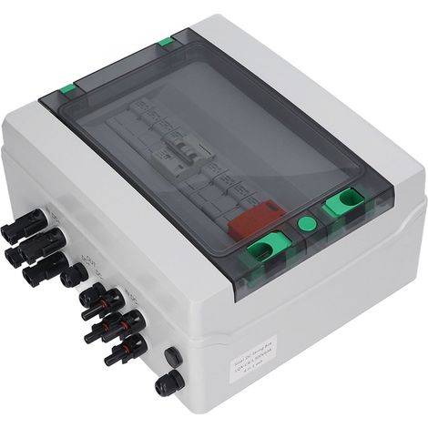 Boîte de jonction solaire 4 entrées étanche IP65, fusibles 15A, parafoudre 63A, DC500V, pour panneaux photovoltaïques, coffret de raccordement avec protection (1/5)