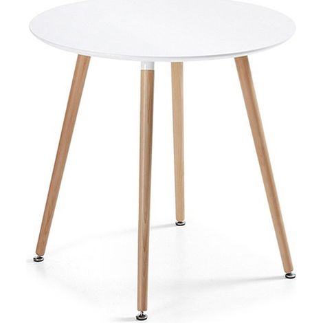 Designetsamaison – Table à manger ronde scandinave blanche 80cm – Plateau en bois – Pour 3 personnes – Design moderne et épuré (1/3)