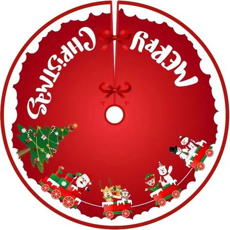 Jupe Sapin Noel - 120 cm - Pour Arbre 150 à 210 cm - Décoratif Intérieur Extérieur - Rouge Vert
