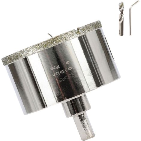 2-3/4 Pouces 70mm scie cloche carrelage foret diamant carrelage avec foret de centrage Revêtue de diamant Adaptée pour,Verre, Marbre, Porcelaine et Céramique (1/5)