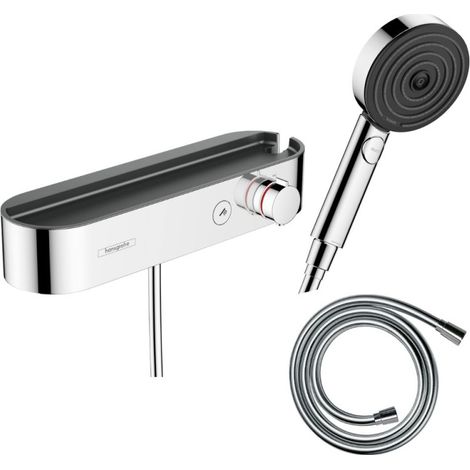 Set de ducha termostática HANSGROHE ShowerTablet Select + Flexo Isiflex + Teleducha Pulsify Select S (3 tipos de chorro) – Cromo (1/5)