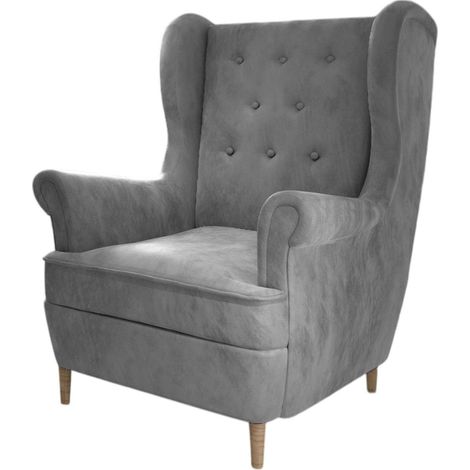 Fauteuil bergère LIZZI – Élégance intemporelle et confort royal-Gris clair (1/5)