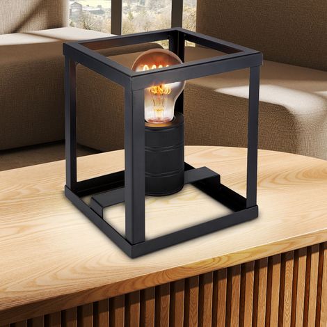 Lampada da tavolo a LED Lampada da tavolo Lampada laterale Lampada da soggiorno Lampada da comodino, interruttore ON/OFF, metallo nero, 7W 630lm bianco caldo, H 20 cm