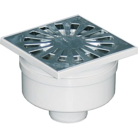 Siphonette 100x100mm sortie verticale Ø40 - Grille chromée