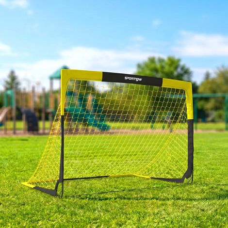 But de football Pop-up Portable et Pliable avec 4 Piquets de Sol et Sac de Transport, Sans Montage, 150x110x110cm, Jaune (1/5)