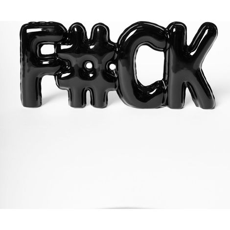 BLOGO Scritta decorativa in ceramica Fuck Nero 24x11cm