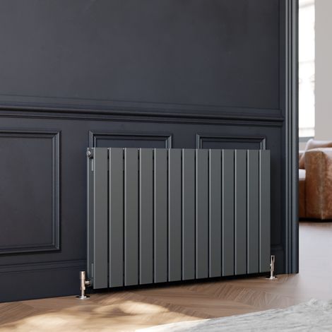 ELEGANT Horizontal Designer Radiator Flat Panel 600 x 988 mm Anthracite Double Heater