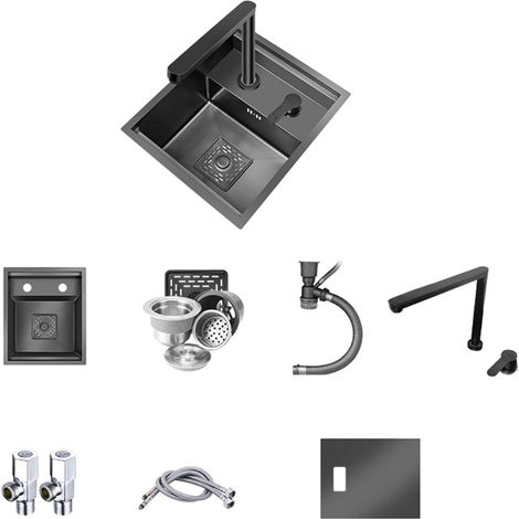 Évier de cuisine — Évier simple cuve dissimulé avec couvercle  Polyvalent pour cuisines domestiques, bars et petits appartements (40x54 cm)