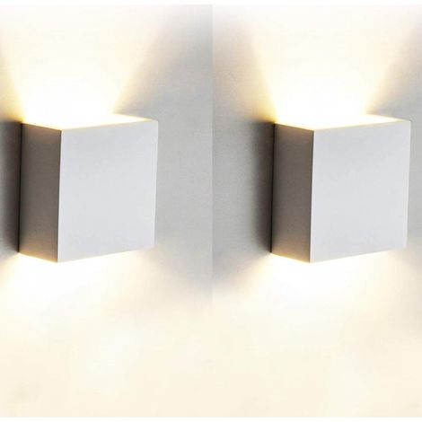 Applique murale intérieure moderne 6W, 2 appliques murales LED blanches en aluminium (1/3)