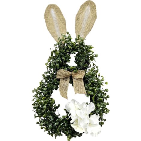 Guirlande De Pâques - Lapin En Rattan Et Fleurs Artificielles - 60 Cm - Décor Porte Extérieure Intérieure - 1 Pièce (1/5)