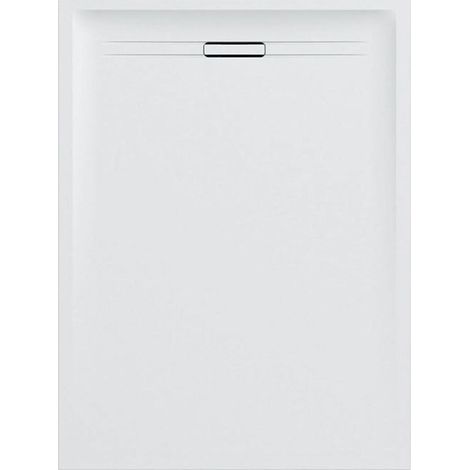 Geberit – Receveur de douche 120x90 cm en pierre-résine – Surface structurée blanche – Vidage arrière central – Pour personnes à mobilité réduite (1/2)