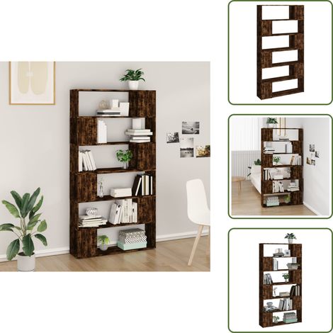 Bibliothèque/Séparateur de pièce chêne fumé 100x24x188 cm - Bibliothèque Murale - Bibliothèque Moderne - Meuble Rangement - Séparateur De Pièce - Étagère Bois (1/5)