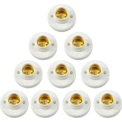 E27 Supporto per lampada, portalampada a vite da parete, adattatore convertitore per base lampadina LED, per lampadina E27, portalampada a vite rotondo in plastica, 10 pezzi (1/4)