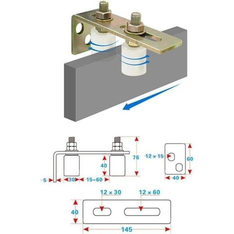 Lot de 2 Guide de Rouleau de Portail Réglable, Rouleau en Nylon avec Support en Forme de L, Ensemble de Support de Guide de Rouleau de Portail Coulissant Blanc (1/3)