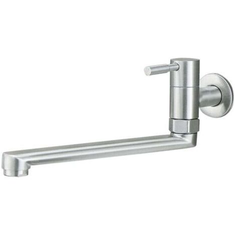 Rubinetto per lavabo a parete in acciaio inox