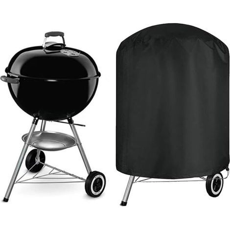 SABIR Runde, wasserdichte Grillabdeckung, ideal für Weber Char-Grill, Akorn, Kamado etc. Grills (Schwarz) (1/5)