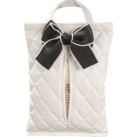 Sac à mouchoirs suspendu pour voiture, joli aspect, étanche, pour tous les Types de véhicules, nœud papillon blanc (1/5)