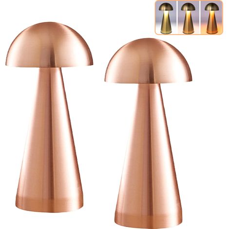 Lot de 2 lampes de table LED sans fil, lampe de chevet tactile à intensité variable, lampe de bureau rechargeable, 3 températures de couleur réglables (1/5)