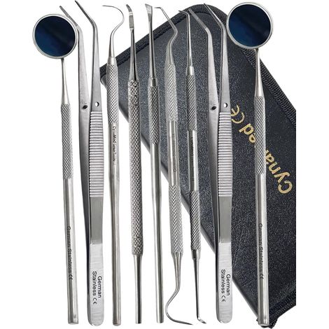 Outils dentaires - Ensemble de 8 instruments de nettoyage dentaire en acier inoxydable (1/3)