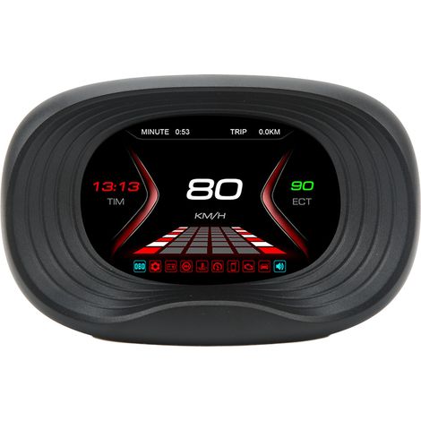 Afficheur numérique OBD HUD : température, vitesse, kilométrage, pression, diagnostic auto, jauge de survitesse, tension, tableau de bord avec alarme (1/5)